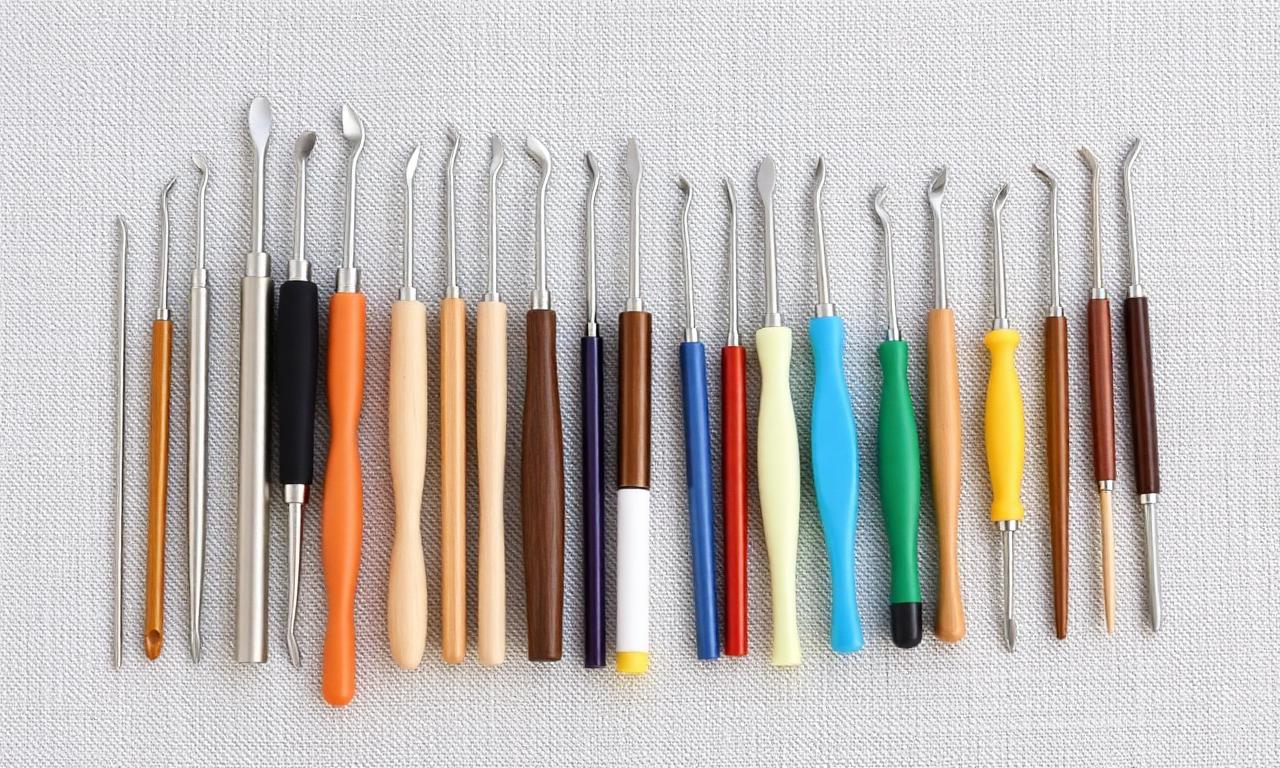 Conjunto de agulhas de crochê de diversos tamanhos e materiais